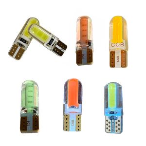 lámpara LED T10 de silicona 12V en colores blanco, azul, rosa, ámbar, celeste y rojo