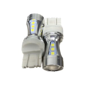 lámpara LED T20 2 polos con lupa blanca, 25W, 18 LED Canbus para función diurna o posición