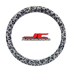 Cubre Volante Afelpado 38cm animal print blanco y negro
