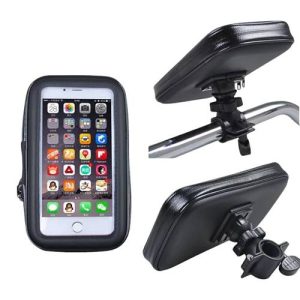 Soporte Celular para Moto con Funda Reforzada y Cierre - Rotación 360° - Negro