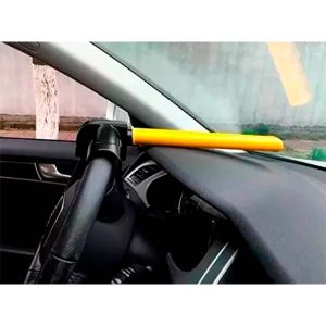 42. Traba Antirrobo Tipo Martillo Tablero a Volante Universal Auto 2 Traba tipo martillo reforzada entre tablero y volante, antirrobo visible universal para autos y camionetas