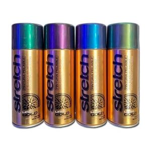 Pintura aerosol Stretch camaleón con efecto tornasolado en combinaciones de violeta, verde, azul y dorado