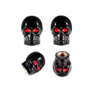 Juego de 4 tapas de válvula de plástico con forma de calavera en colores surtidos