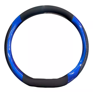 Cubre Volante 38cm Base Plana Negro con Detalles en Carbono