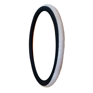 Cubre Volante de Cuerina Cubierto de Strass Plateado 38cm NEGRO