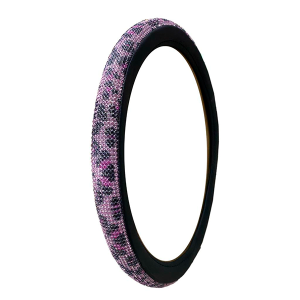 Cubre Volante Cuerina Negra Animal Print con Strass 38cm