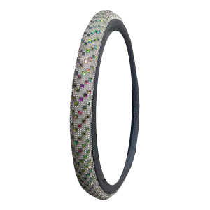 Cubre Volante Cuerina Negro con Strass de Colores y Diamantes 38cm