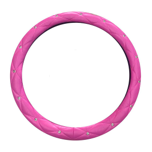 Cubre Volante Acolchonado Cuerina Rosa con Strass 38cm