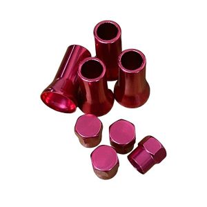 Juego de 4 tapas para válvula con capuchón tipo tuerca, en color azul, rosa o plateado