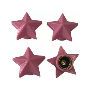 65. Juego Tapa De Válvula Estrella 4 Piezas Universal rosa Juego de 4 tapas de válvula de plástico con diseño de estrella en colores surtidos
