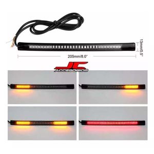 67. Tira LED DRL 17cm Rojo + Ámbar Stop:Giro 2 Tira LED DRL roja y ámbar de 17 cm para funciones de giro, baliza, stop y posición 12V