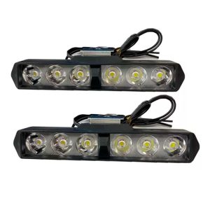 Juego De Faro Rectangular 6 LED Luz Fija Y Flash Blanco Frío