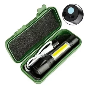 Linterna LED Recargable 3 Funciones con Zoom y Enfoque