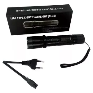 linterna picana de metal recargable con traba de seguridad y luz led