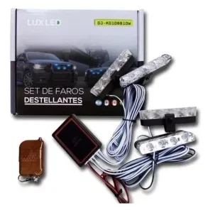 Kit Barras LED Balizador Azul 4 Piezas con Control Remoto