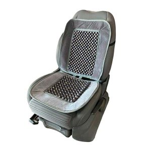 Cubre asiento para auto de bolitas con borde de pana en color gris, beige o negro