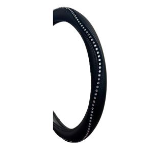 Cubre Volante Cuerina Negro con Borde de Strass 38cm