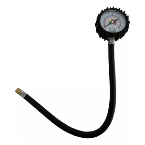 Manómetro Profesional para Neumático con Manguera de 24cm - Rango 10-100 PSI