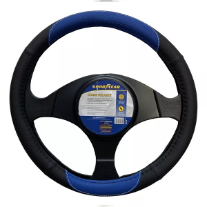 Cubre Volante Goodyear 38cm - Cuerina Negro con Gris/Azul/Rojo