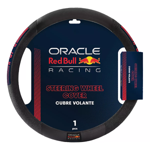 Cubre Volante Red Bull 38cm | Negro con Apliques Azul y Rojo