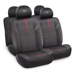 Juego de Fundas de Asiento Red Bull | Cuero Ecológico Negro con Detalles Rojos (10 Piezas)