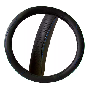 Cubre Volante Premium QKL Berna Negro con Hilo Azul, Blanco o Rojo