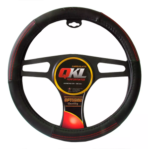 Cubre Volante Premium QKL Zurich Negro con Hilo Blanco, Gris o Rojo