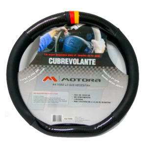 Cubre Volante Negro con Carbono y Bandera Alemania/Francia – Base Plana 38CM alemania