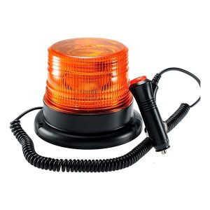Baliza flash LED con base magnética color ámbar conectada al encendedor de un vehículo