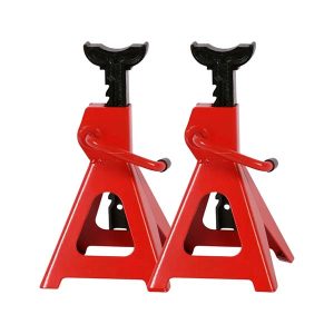 Juego de caballetes Oregon reforzados rojos para auto de 2 toneladas con traba automática
