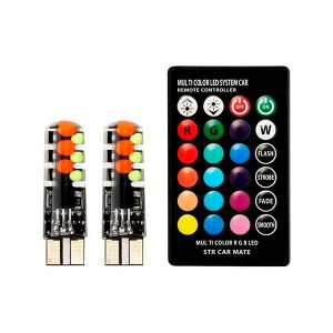 kit lámparas LED T10 RGB con control remoto y 12 colores para autos
