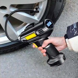 Compresor de aire inalámbrico negro con batería recargable USB, presión 130 PSI