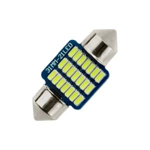 lámpara LED tubular CANBUS chip CSP blanca 12V con 21 LEDs en medidas 31, 36, 39 y 42 mm