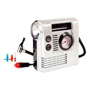 Mini compresor inflador 300 PSI con luz LED y manómetro para auto, pelotas y más
