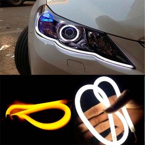 Juego Tiras LED DRL Flexible Silicona 60 cm Blanco y Ámbar (Intermitente)