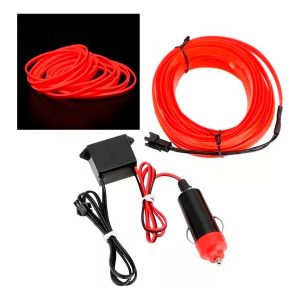 Hilo LED decorativo 12V de 3 metros para interior de auto con conector USB y encendedor