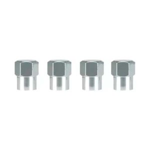 Juego de 4 tapas de válvula universales plateadas de aluminio