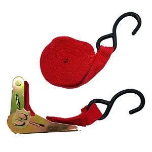 Cinta de amarre reforzada roja de 1" x 5 m con criquet metálico y gancho