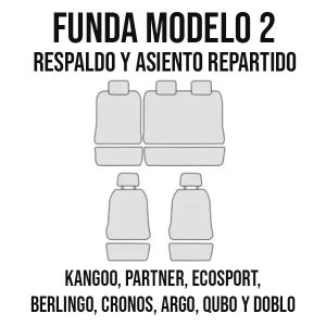 Fundas modelo 2 para asiento trasero repartido, varios colores y bordados disponibles