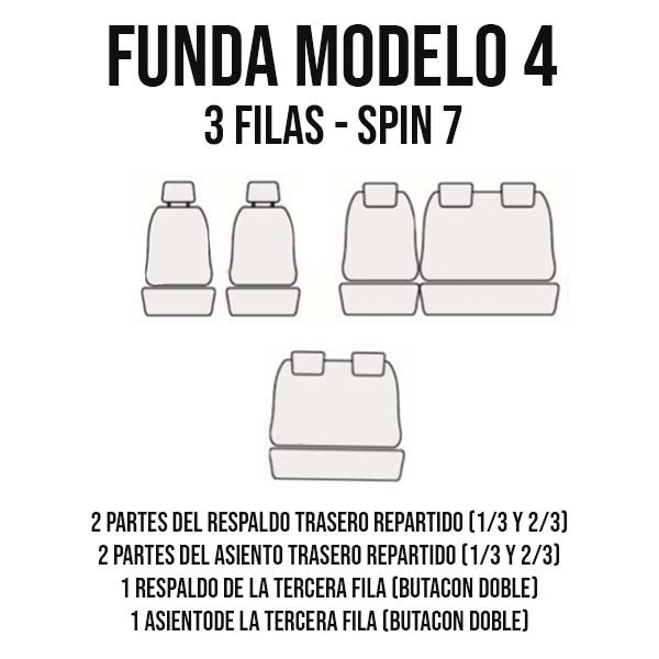 Fundas para Chevrolet Spin 7 con tres filas de asientos, molde especial, colores variados