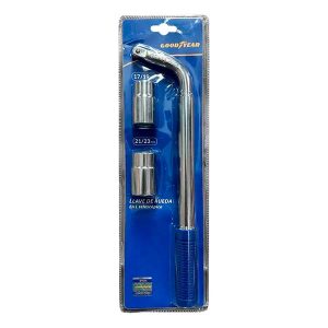Llave de rueda en L GOODYEAR con bocas tubo intercambiables 17x19mm y 21x23mm
