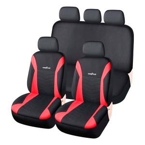 Funda cubre asiento Goodyear de tela 11 piezas negra con gris o negra con rojo para auto y camioneta