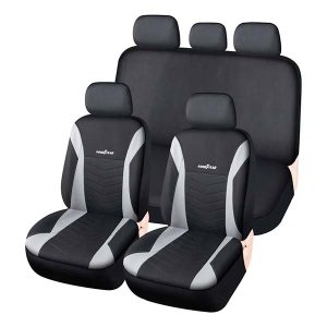 Funda cubre asiento Goodyear de tela 11 piezas negra con gris o negra con rojo para auto y camioneta