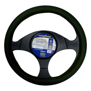 Cubre volante Goodyear negro con costuras rojas, azules o grises de 38 cm para autos y camionetas azul