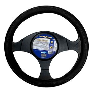 30. Cubre volante Goodyear negro con costuras rojas, azules o grises de 38 cm para autos y camionetas gris Cubre volante Goodyear negro con costuras rojas, azules o grises de 38 cm para autos y camionetas gris