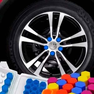 Cobertores de silicona 17 mm para tuerca o bulón de rueda color azul y rojo
