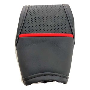 Cubre palanca de cambio automático de cuero negro con costura roja