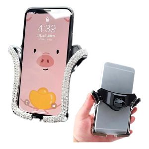 Soporte celular con brillos blanco para ventilación de auto