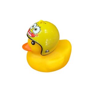 Patito decorativo con lentes, casco, cadena y bola RGB