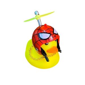 Patito decorativo con lentes, casco, cadena y bola RGB
